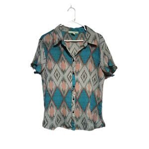 Peach Velvet Women's Button Up Shirt Size 16W